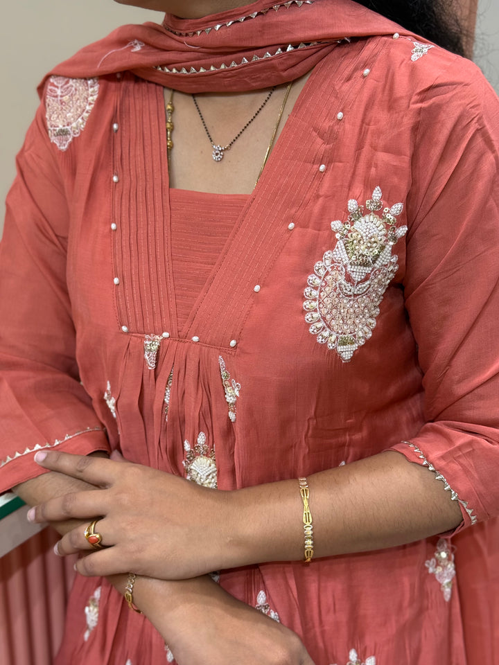 Pure Mul Chanderi handwork collection A Line Pattern | R229