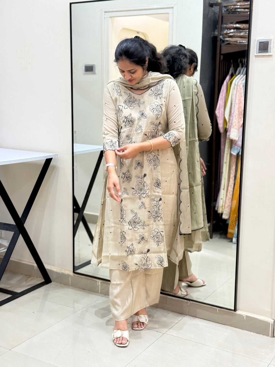 Mul Chanderi with Embroidery work | R138