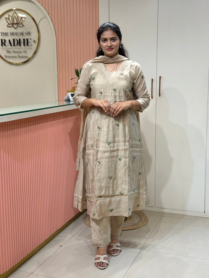 Mul Chanderi with Beautiful  Embroidery work| R209