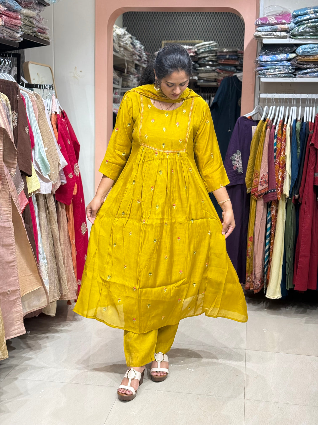 Mul Chanderi with Cute Embroidery work | R208
