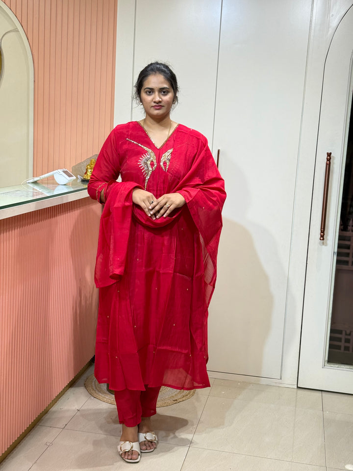 Mul Chanderi Elegant Yoke Work | R138