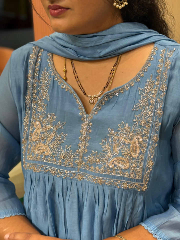 Mul Chanderi Collection with Handwork ( Cotton Lining )| R217