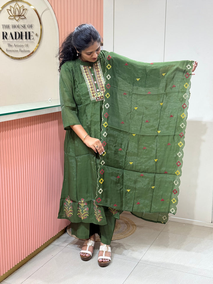 Mul Chanderi Collection with High neck | R216