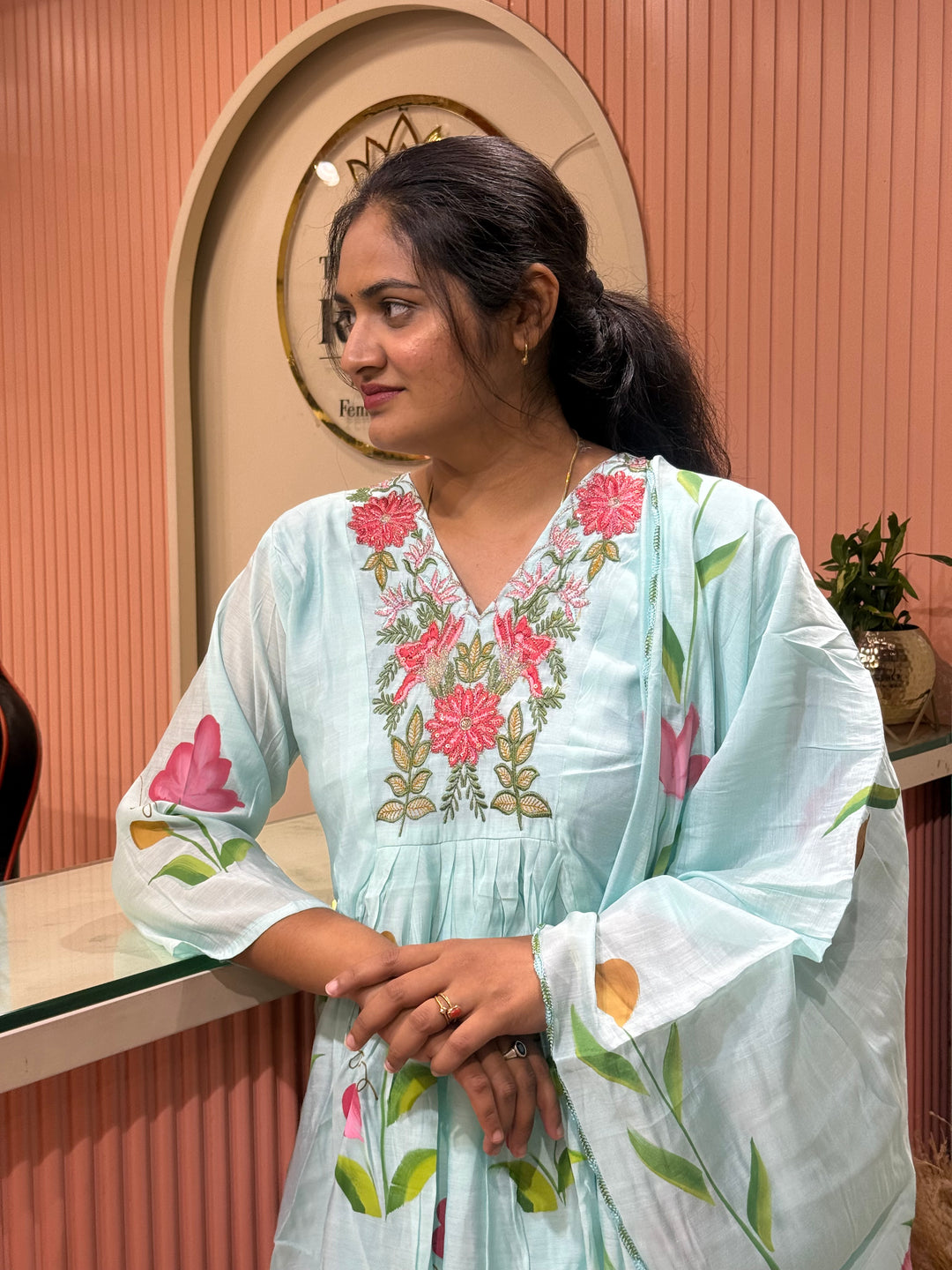 Mul Chanderi Collection with Brush Paint | R209