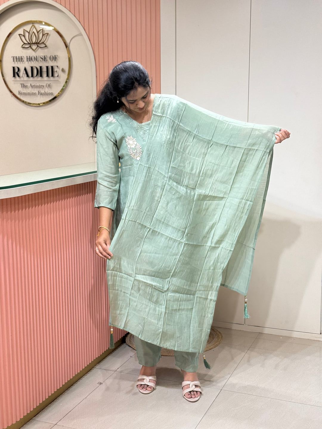Mul Chanderi With Cut Dana and Zardosi Semi Party Wear Collection | R206
