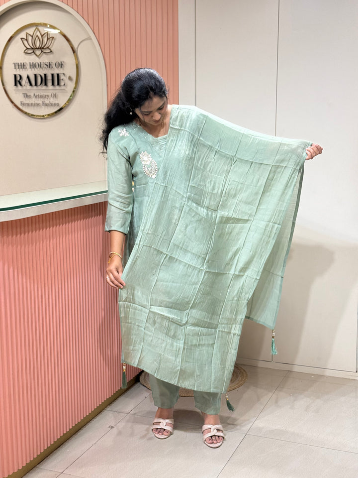 Mul Chanderi With Cut Dana and Zardosi Semi Party Wear Collection | R206