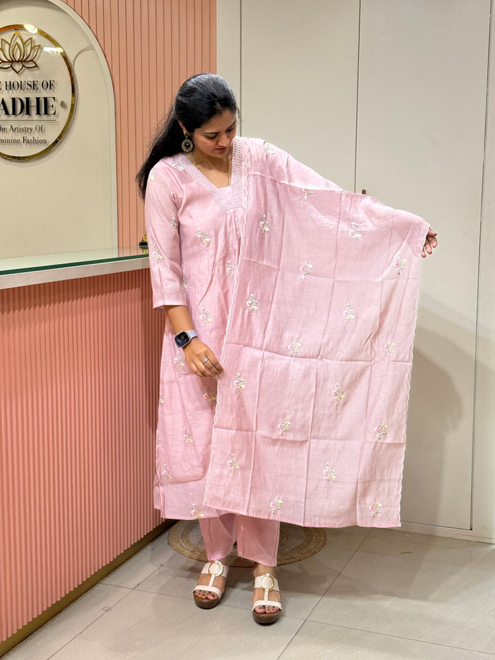 Premium Mul Chanderi with Embroidery work | R179
