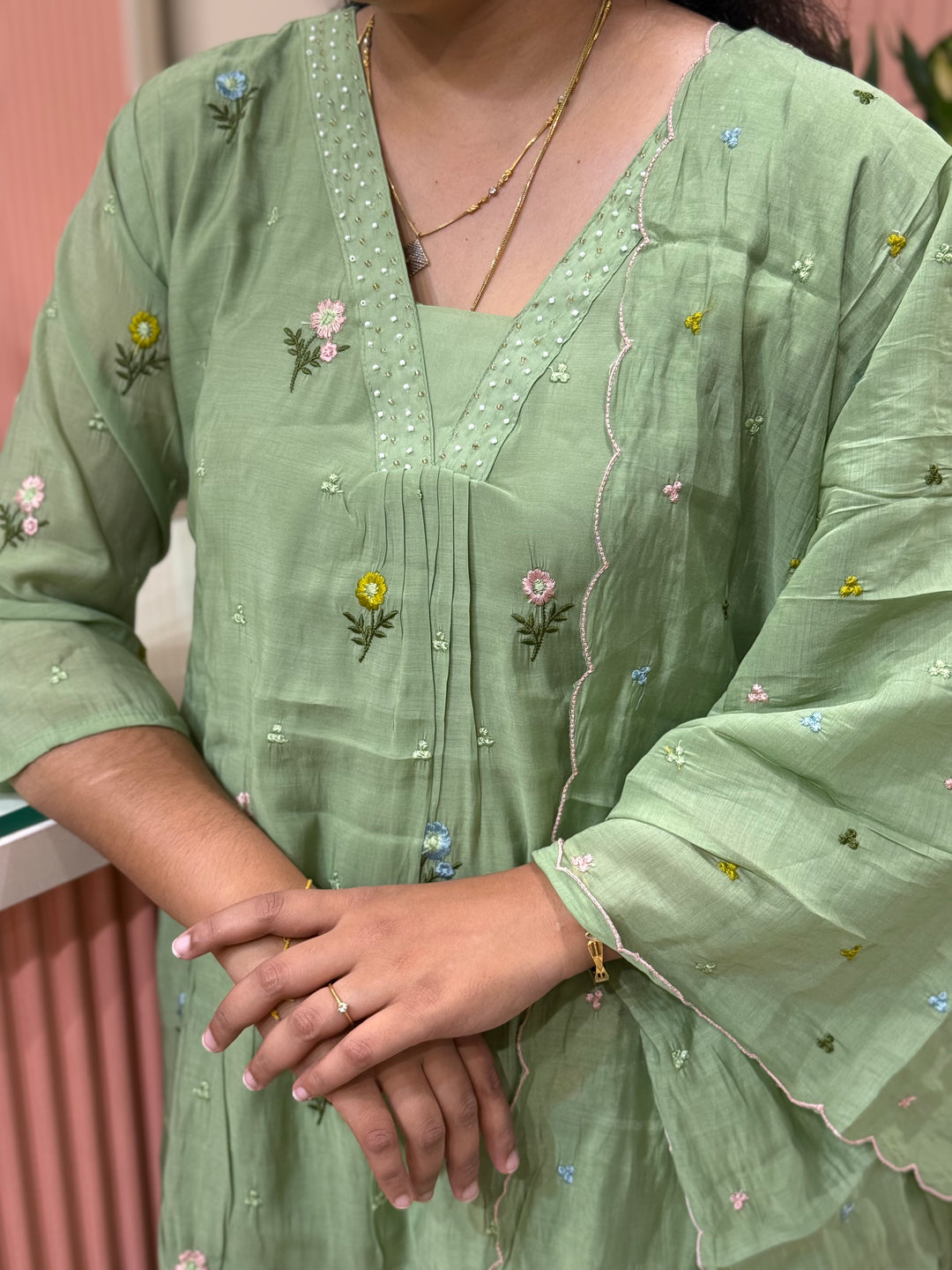 Mul Chanderi with Beautiful  Embroidery work| R209
