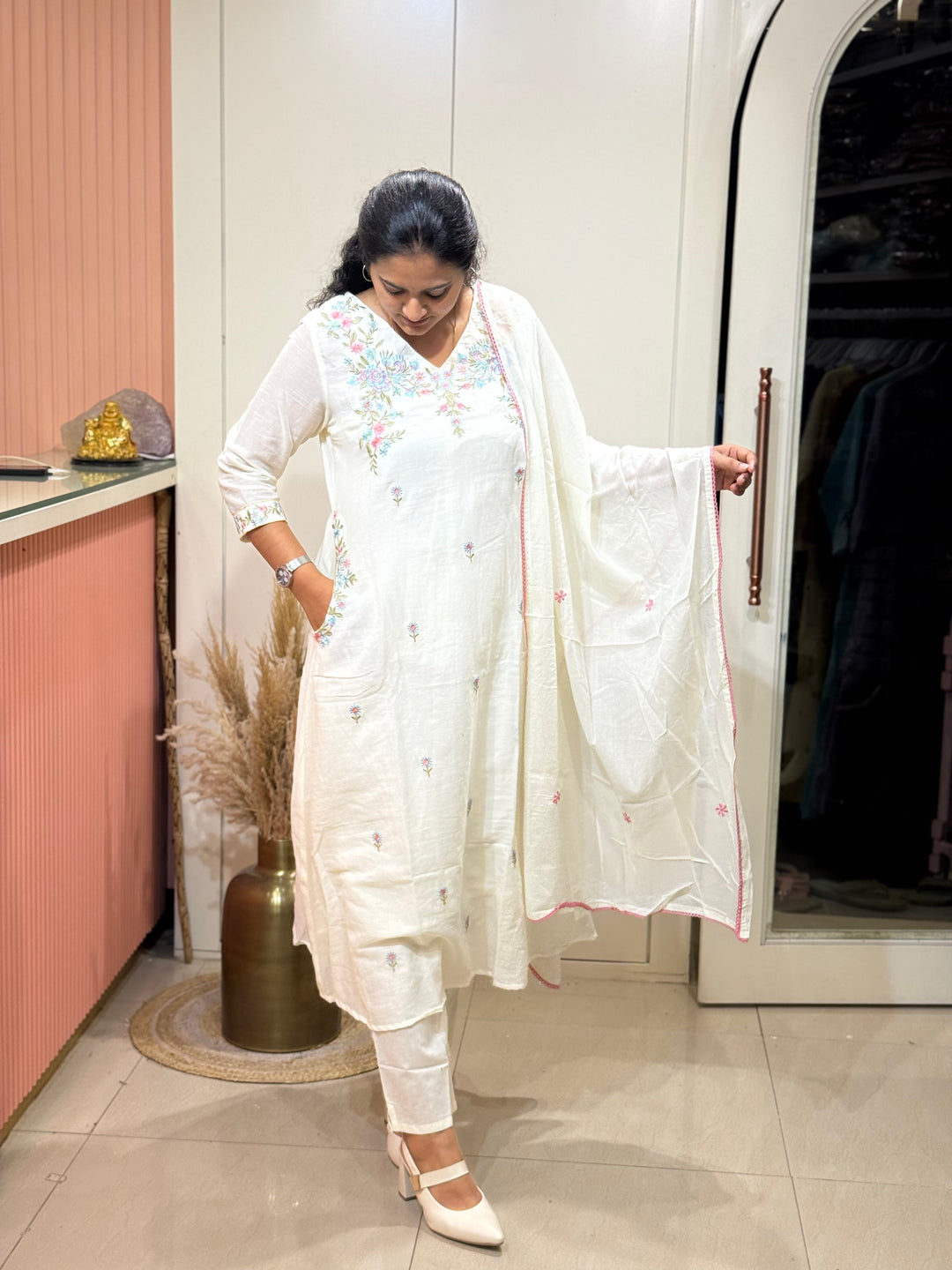 Pure Mul Cotton with Embroidery Work (Cotton Lining)  | R168