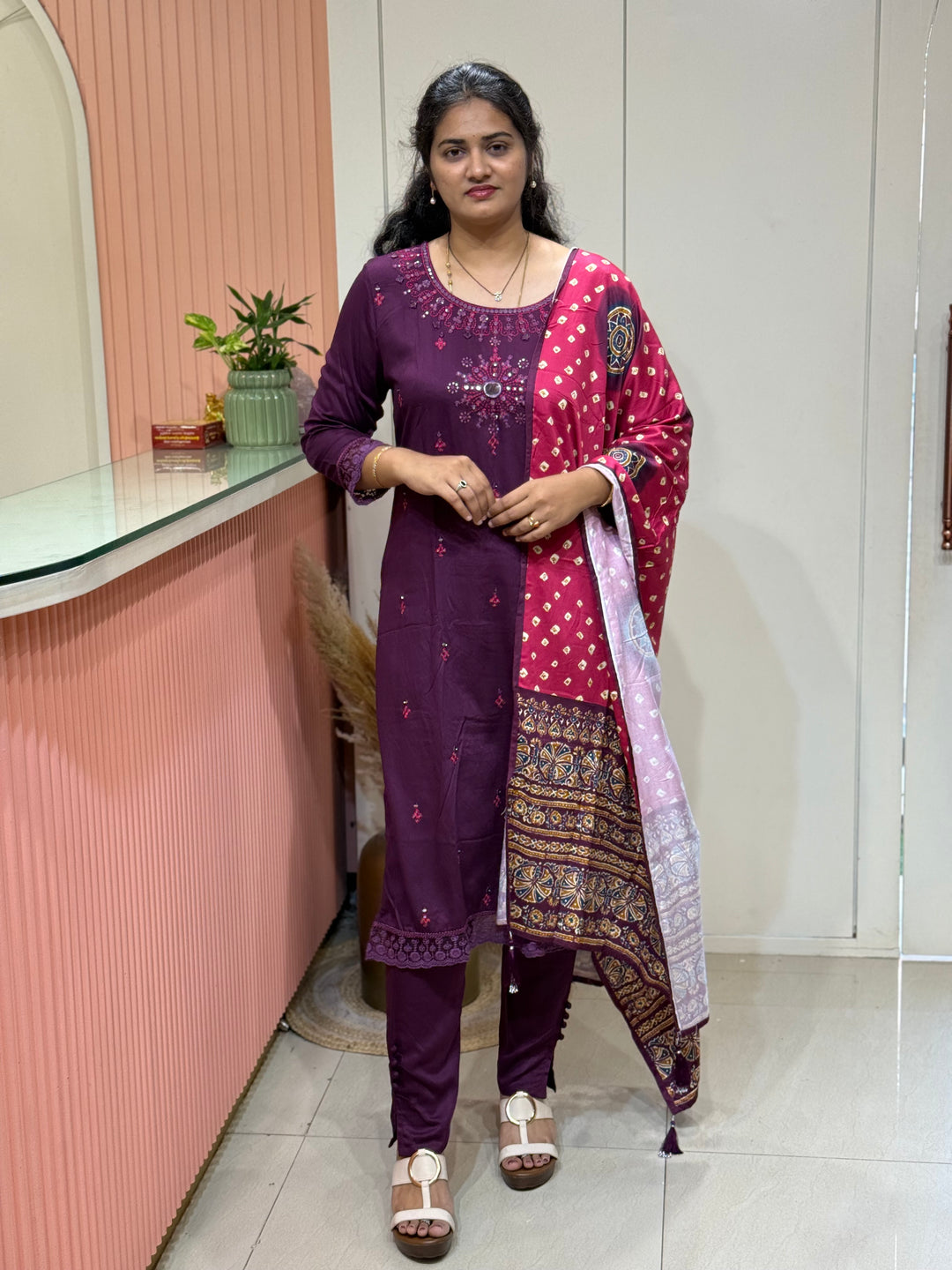 Gaji Satin Collection with Bandini print ( Dupatta Gaji Satin ) | R229