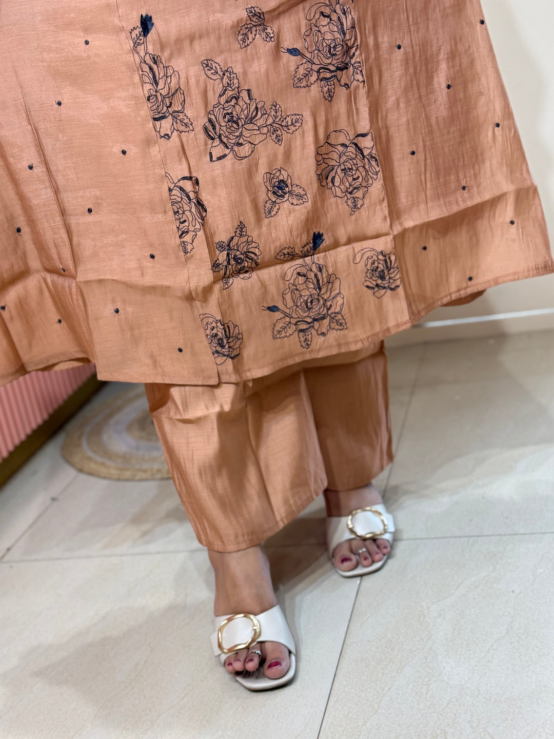 Mul Chanderi with Embroidery Work (Cotton Lining) | R138