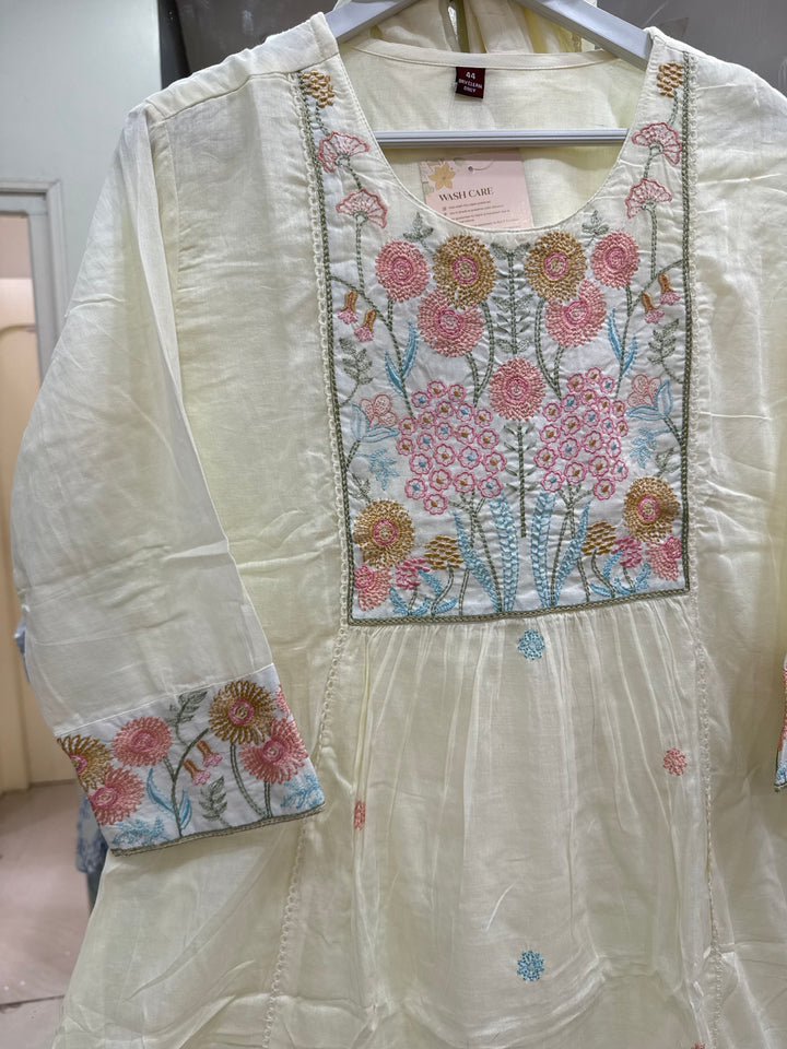 Pure Mul Cotton with Embroidery Work (Cotton Lining)  | R168
