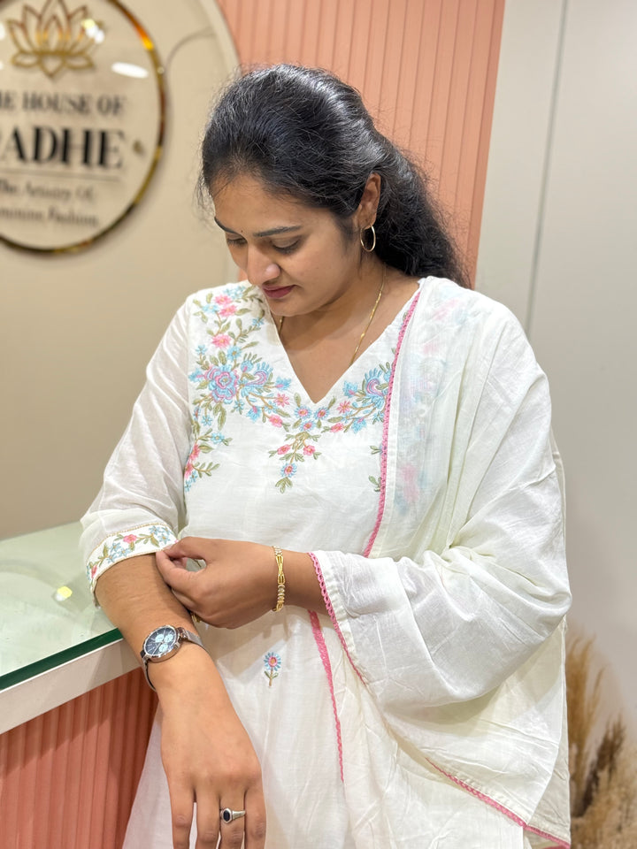 Pure Mul Cotton with Embroidery Work (Cotton Lining)  | R168