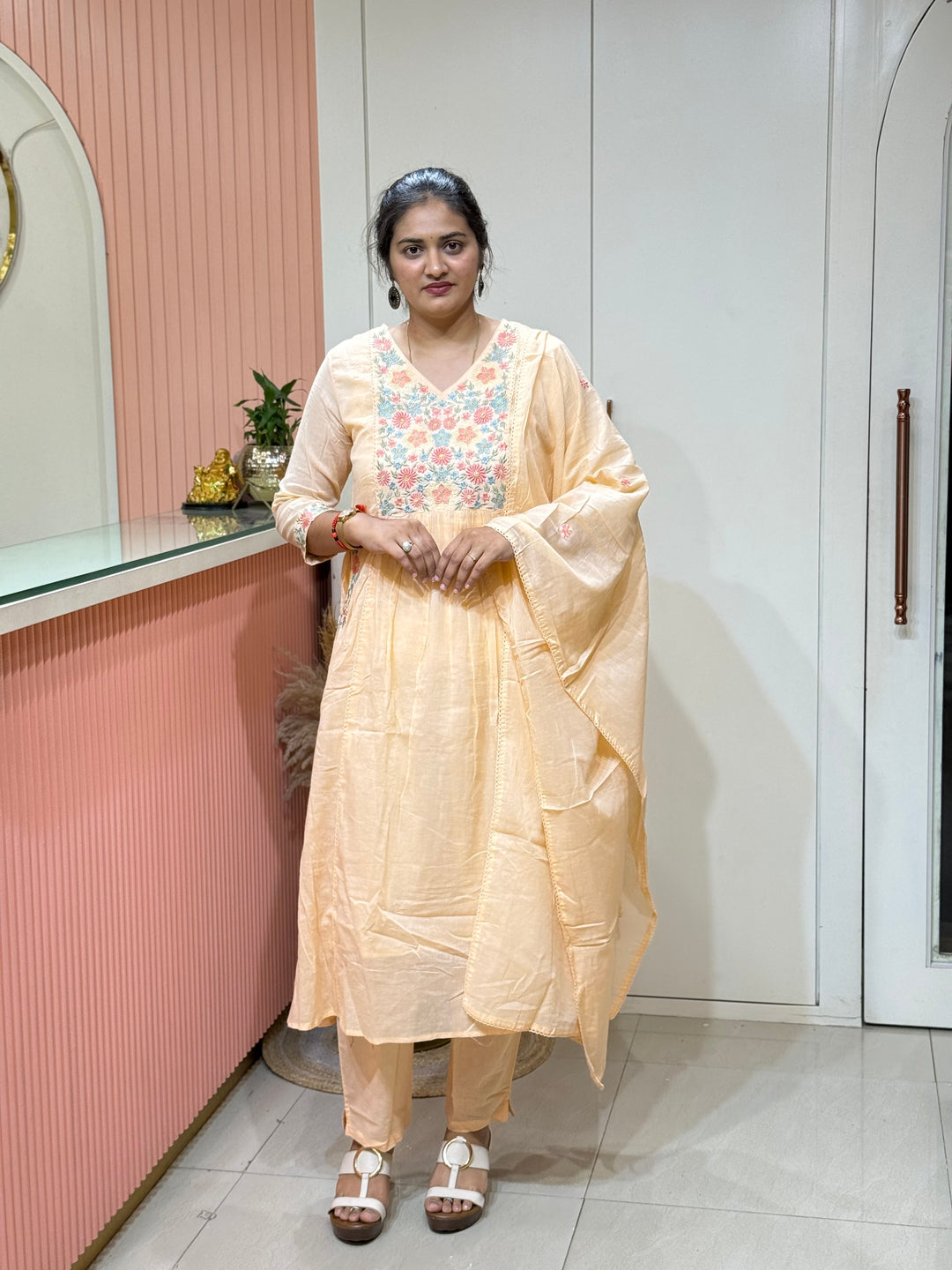 Pure Mul Cotton with Embroidery Work (Cotton Lining)  | R168