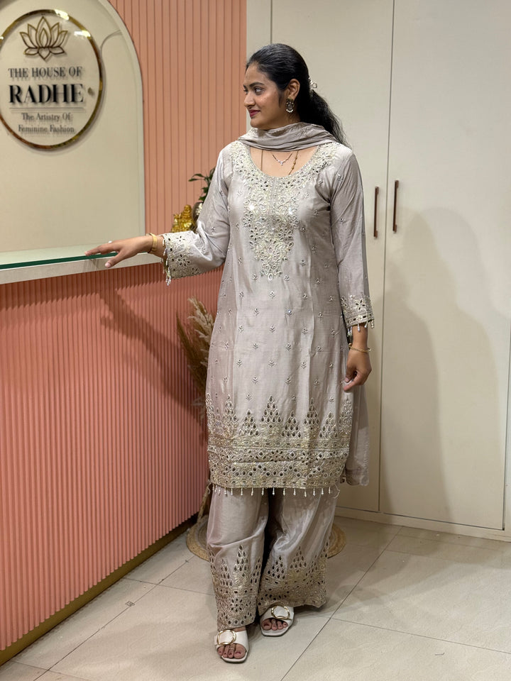 Pure Tissue Silk Collection with Beautiful Work ( flare Plazo) | R148