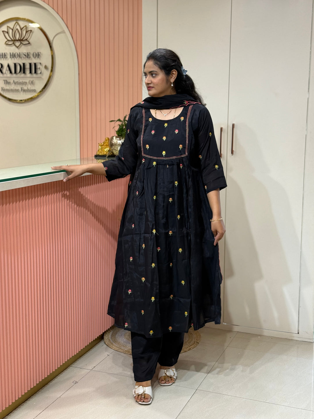 Mul Chanderi with cute Embroidery work | R208