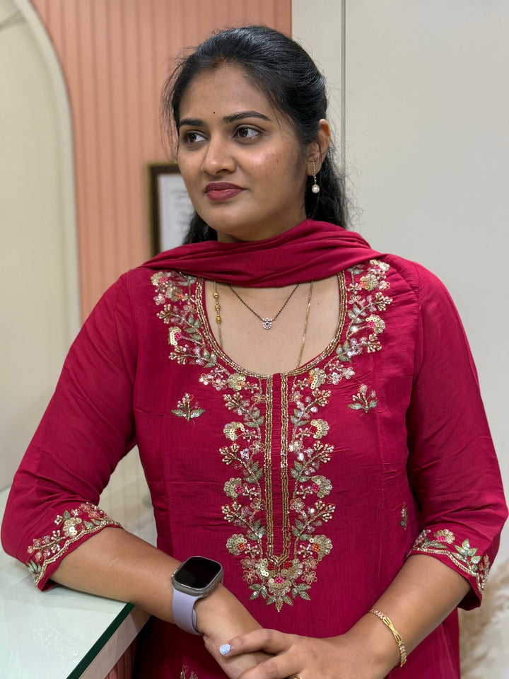 Pure Mul Chanderi Collection with Handwork ( Cotton Lining) | R216
