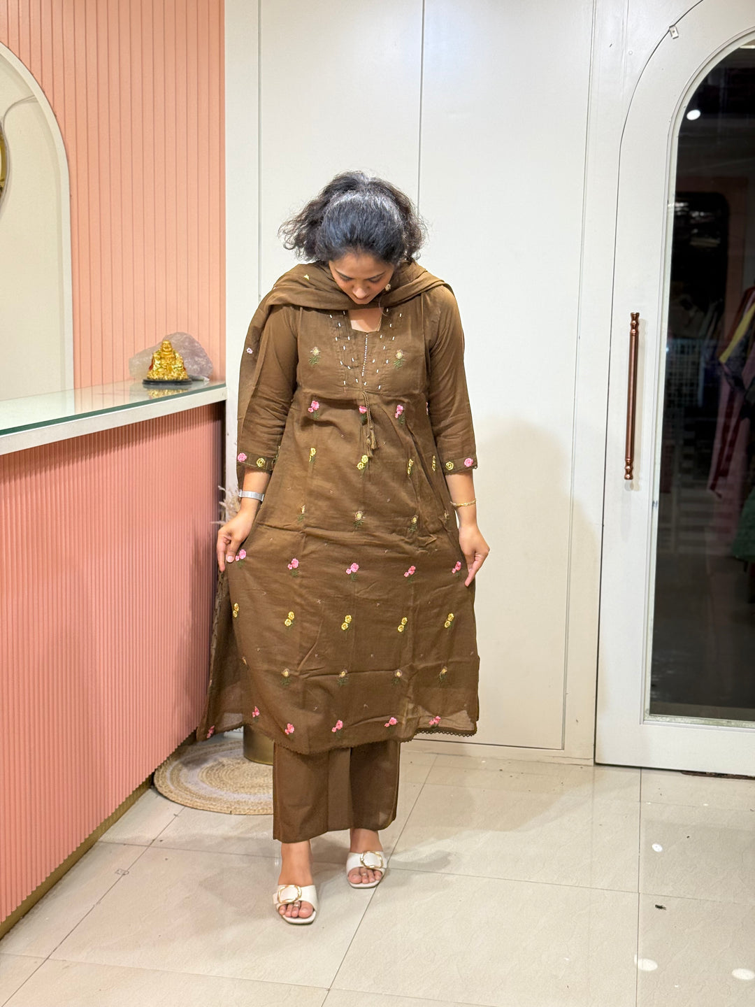 Mul Cotton with Beautiful Embroidery Work (Cotton Lining) | R176