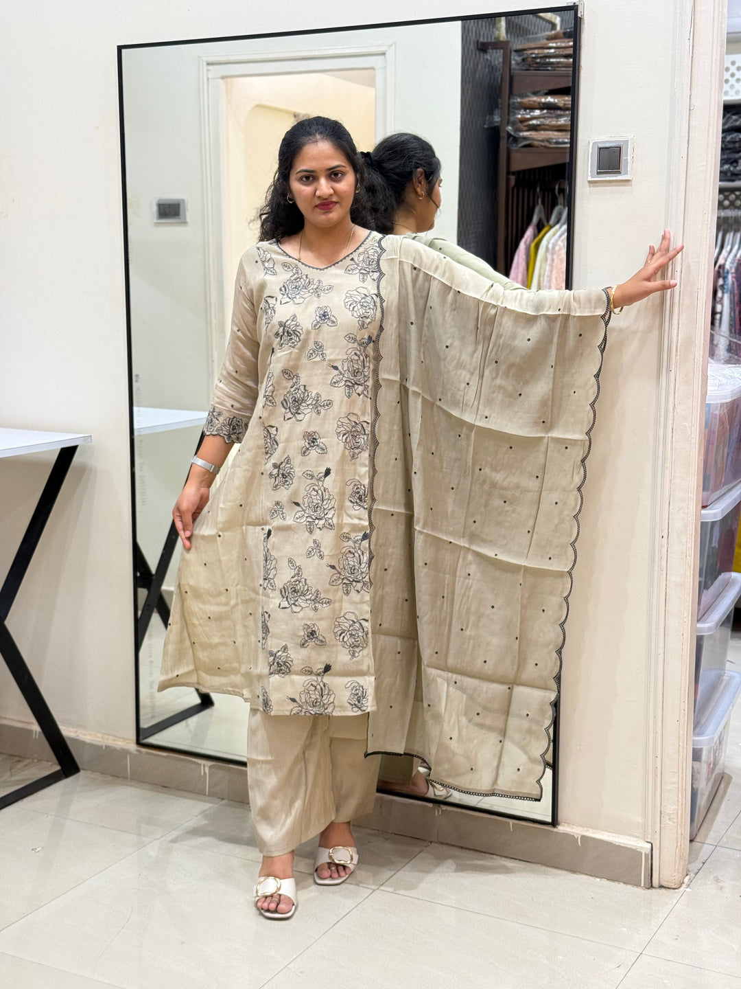 Mul Chanderi with Embroidery work | R138