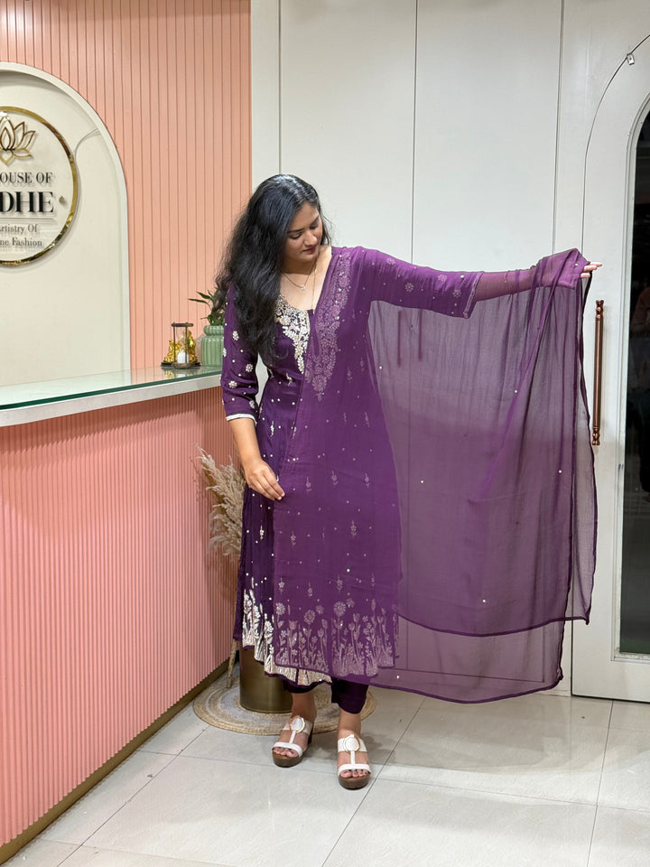 Pure Chinon Festive Collection | Full Handwork, Sequin &amp; Cut Dana | R177