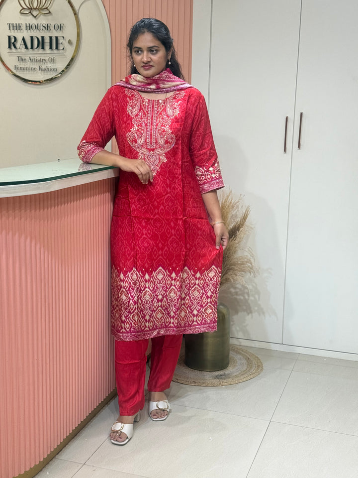 Tusser fabric with Ikkat design Collection (Cotton Lining )| R227