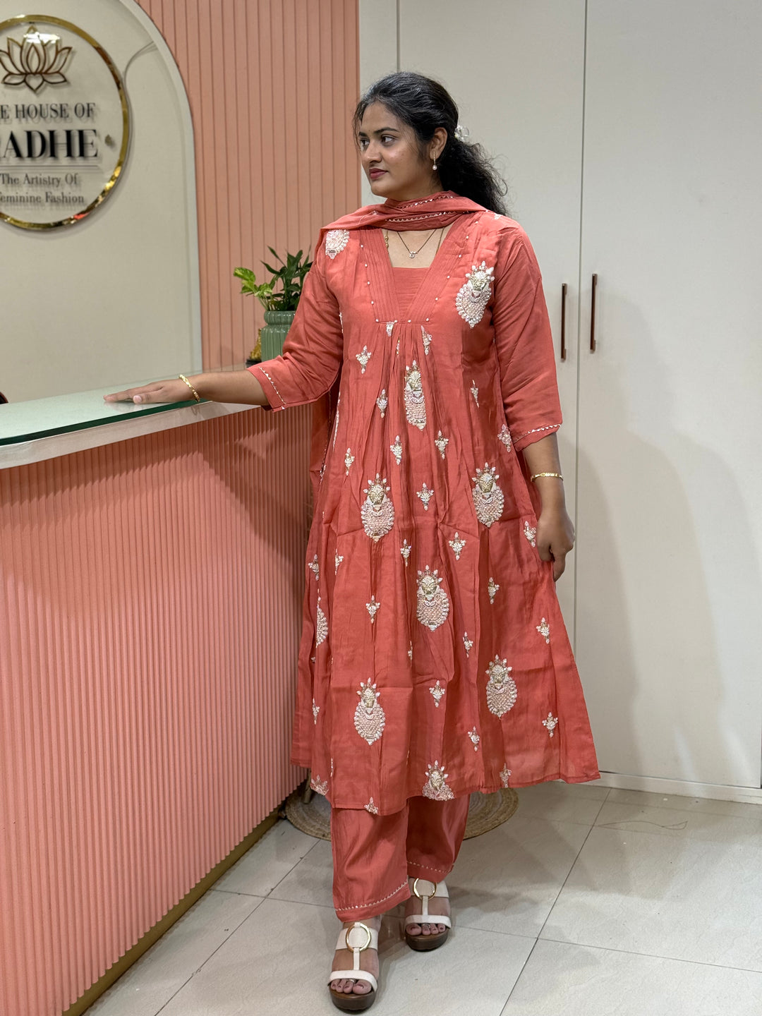 Pure Mul Chanderi handwork collection A Line Pattern | R229
