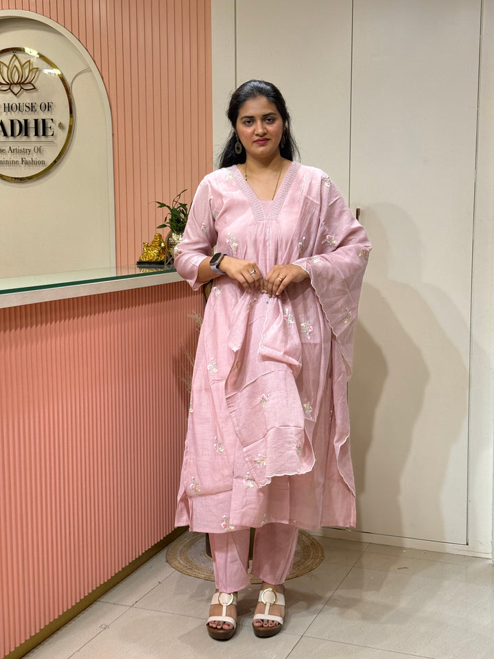 Premium Mul Chanderi with Embroidery work | R179