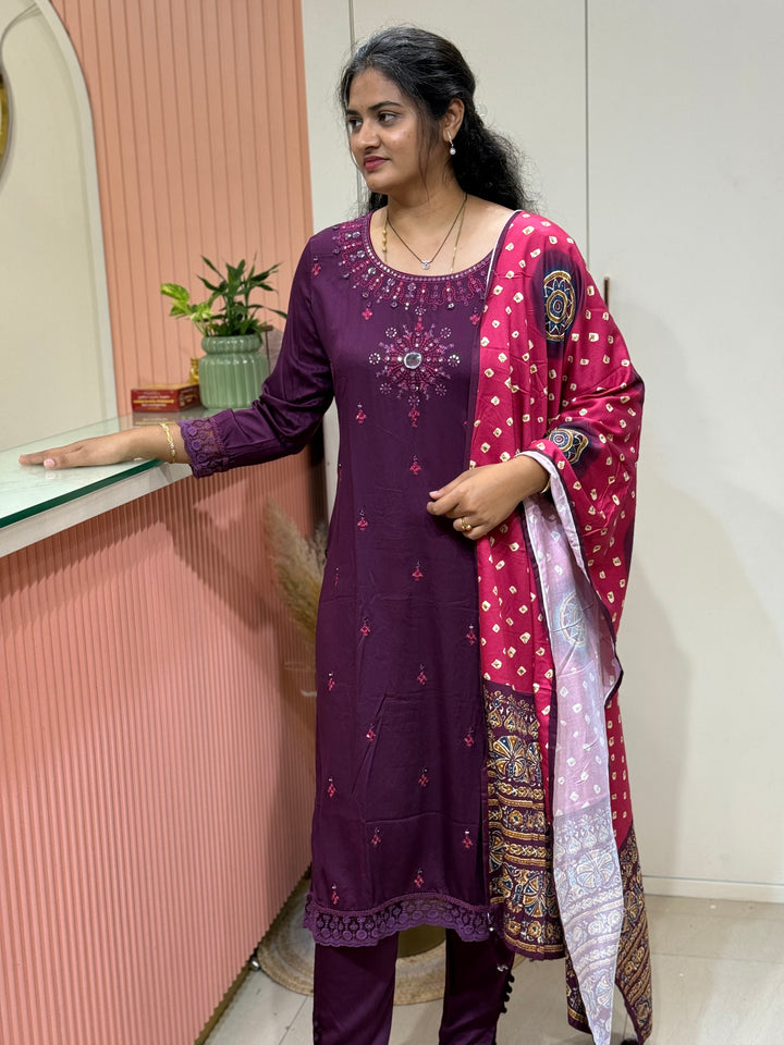Gaji Satin Collection with Bandini print ( Dupatta Gaji Satin ) | R229