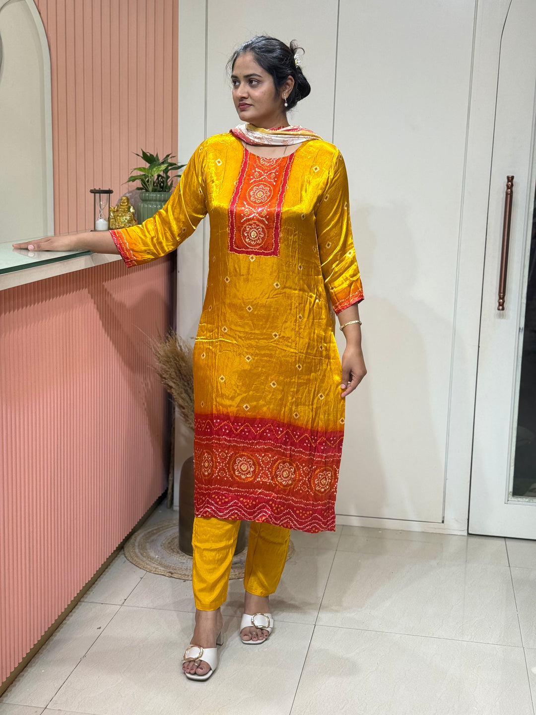 Gaji Satin Collection with Bandini print ( Dupatta Gaji Satin ) | R227