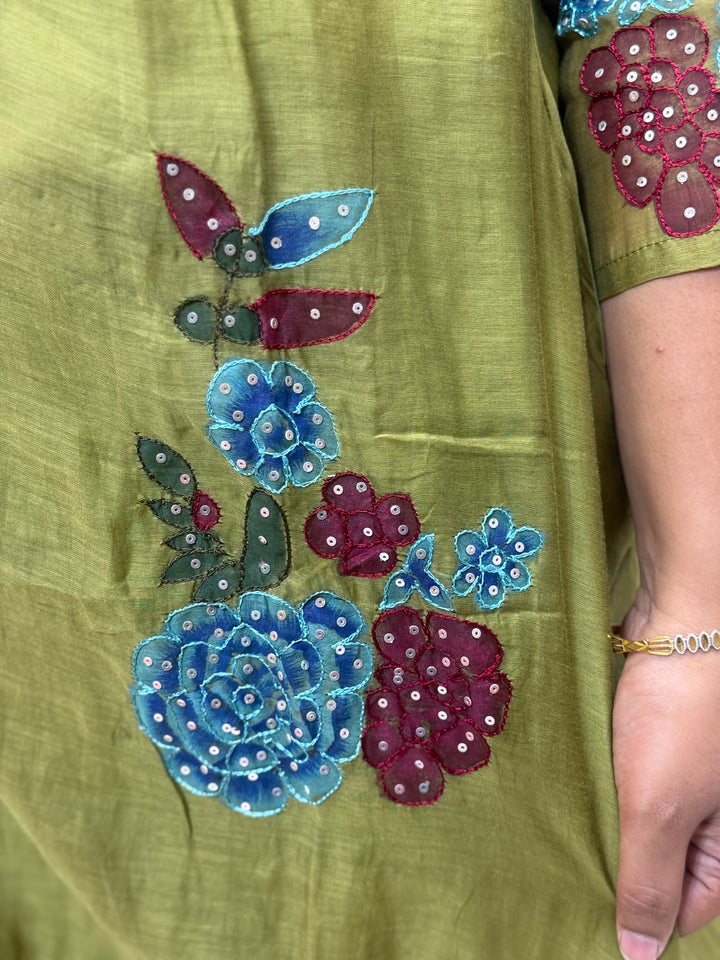 Pure Banarasi Mul Chendheri 3pcs kurthi set | R218