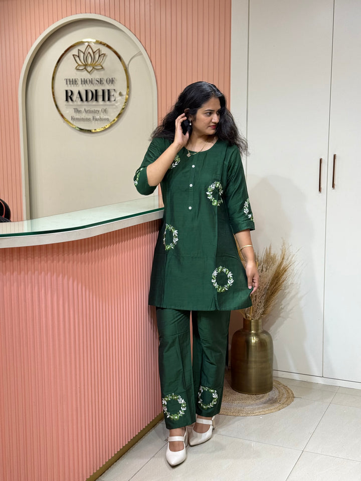 Co-Ord Set Collection with Beautiful Embroidery Design in Top and Bottom | R137