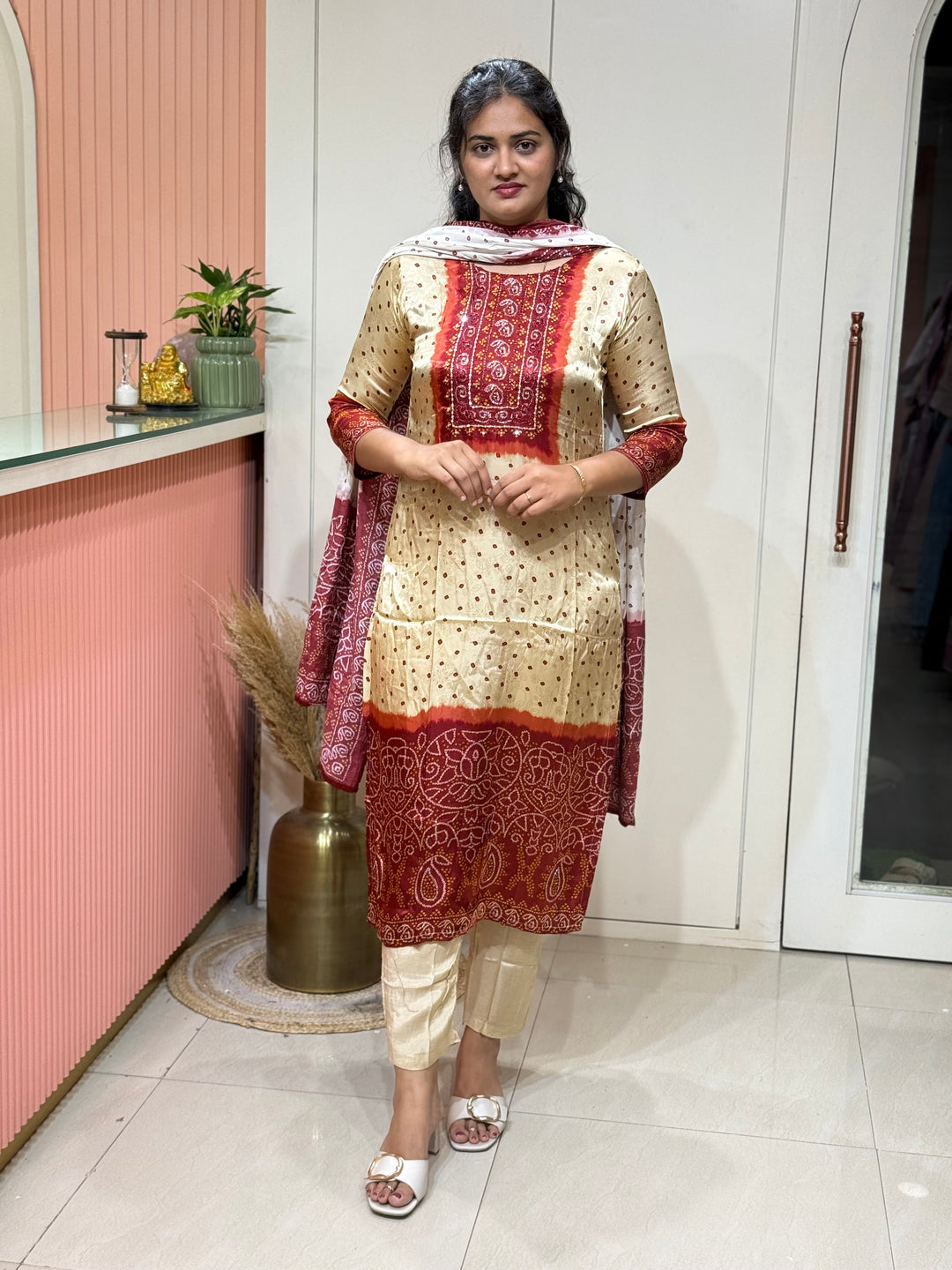 Gaji Satin Collection with Bandini print ( Dupatta Gaji Satin ) | R227