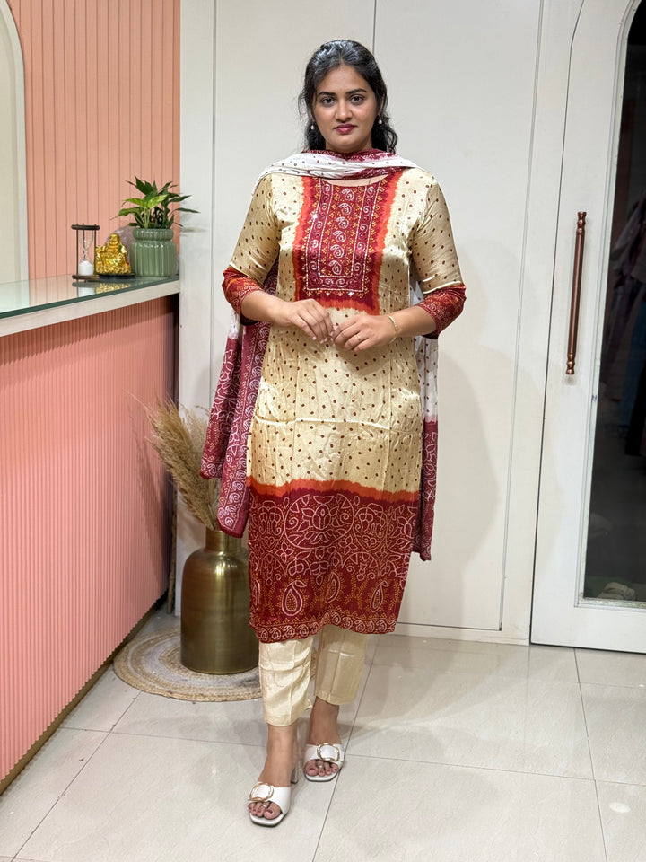 Gaji Satin Collection with Bandini print ( Dupatta Gaji Satin ) | R227