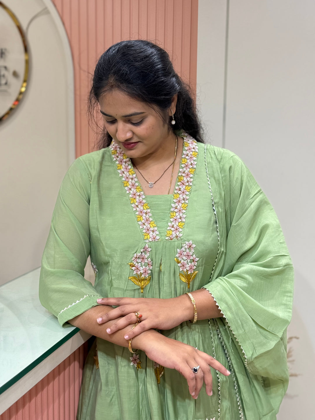 Pure Mul Chanderi handwork collection A Line Pattern | R229