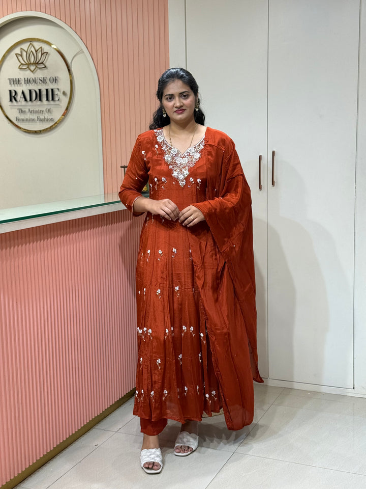 Pure Chinon Festive Collection | Full Handwork, Sequin &amp; Cut Dana | R177