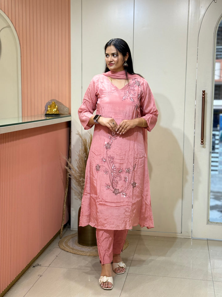 Pure Chinon Handwork Collection Party Wear  | R177