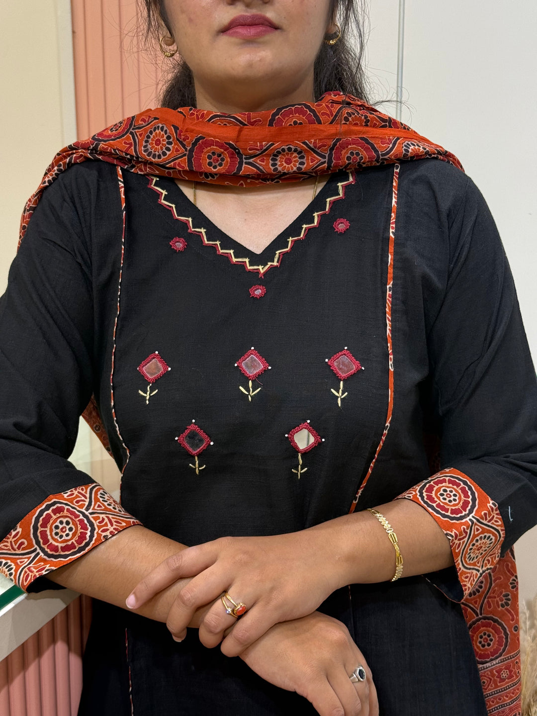 Khadi Cotton Collection With Ajrakh Print Dupatta | R210