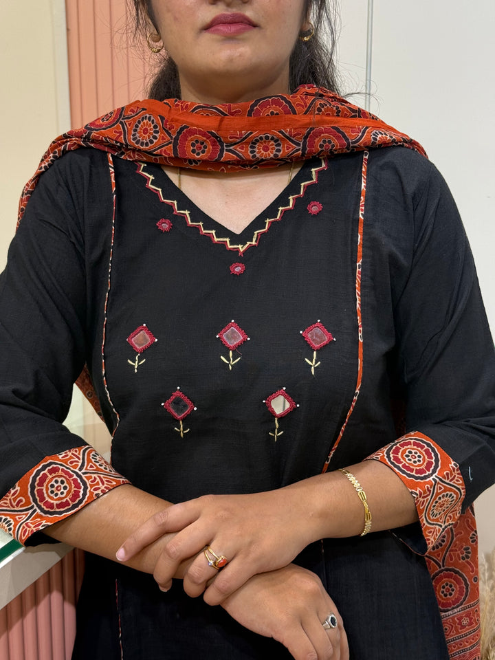 Khadi Cotton Collection With Ajrakh Print Dupatta | R210