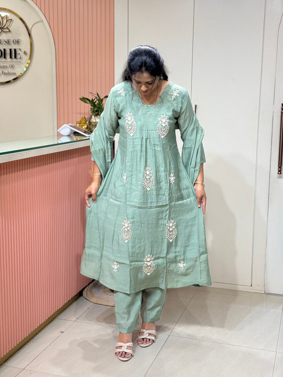 Mul Chanderi With Cut Dana and Zardosi Semi Party Wear Collection | R206