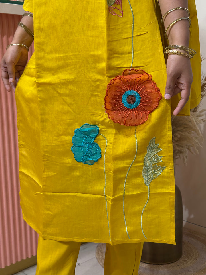 Mul Chanderi 3D Floral Embroidery Collection | R209
