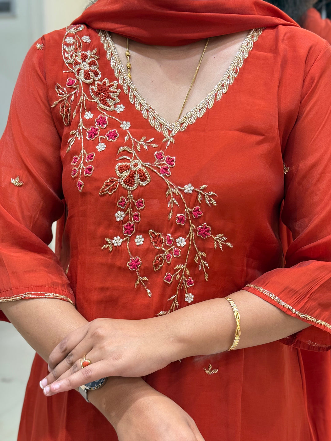 S Mul Chanderi 3 Pc Kurta Set | Semi Party Wear (New Arrivals )| R138