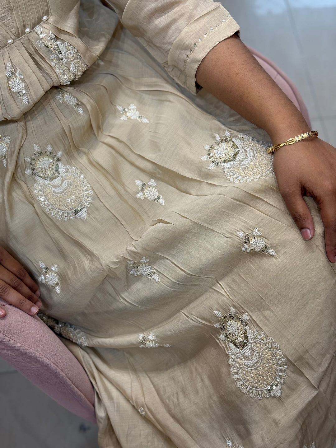 Pure Mul Chanderi handwork collection A Line Pattern | R229