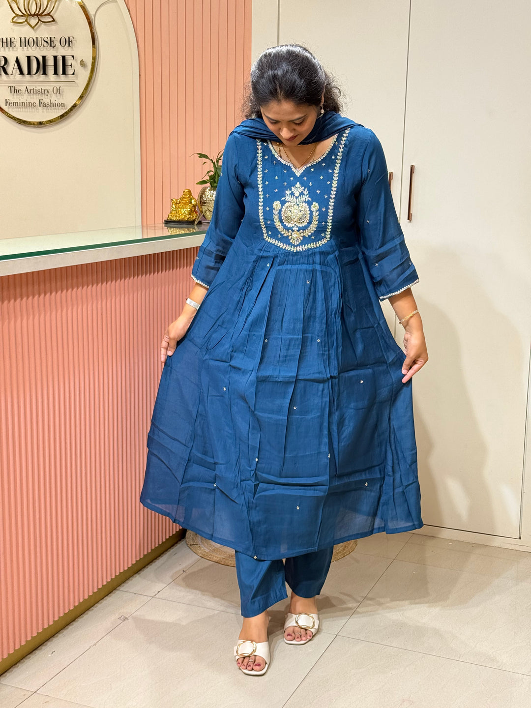 Coral Mul Chanderi with Cut Dana Work | R209