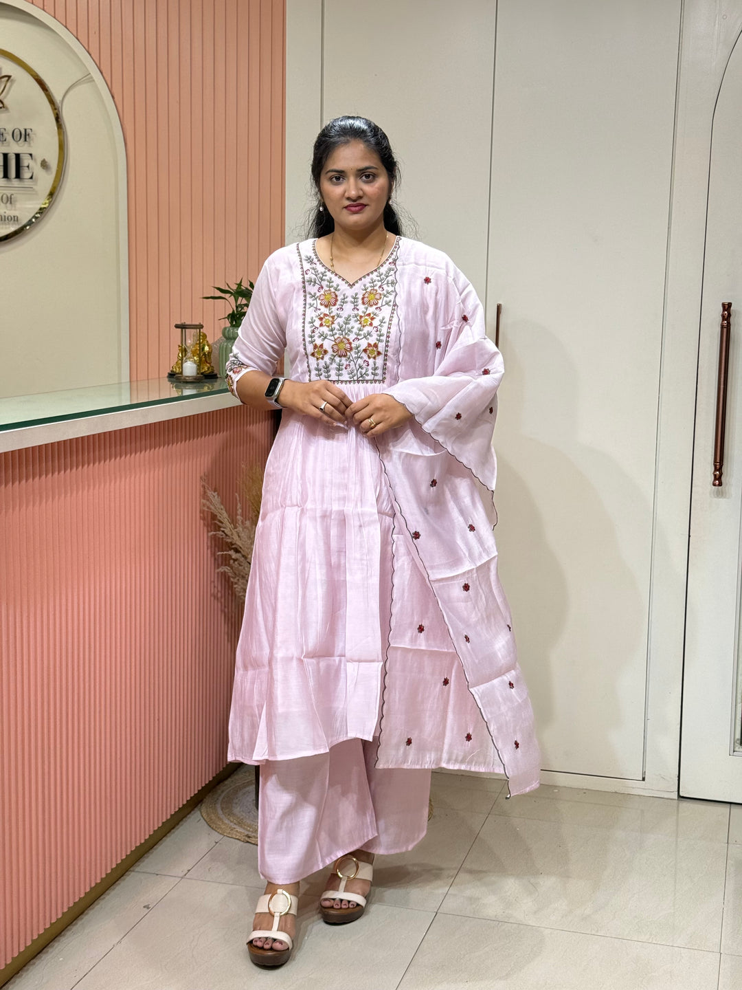 Mul Chanderi Collection with Embroidery work (Cotton Lining)| R204