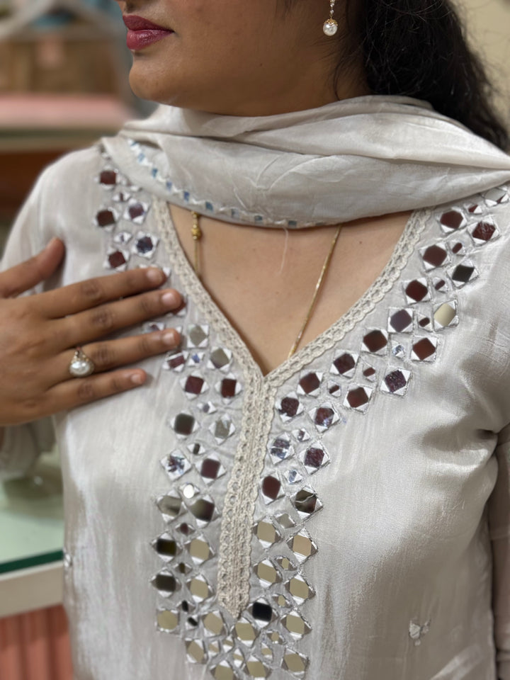 Pure HO Crepe Collection with Hand Real Mirror Work (Cotton Lining) | R221