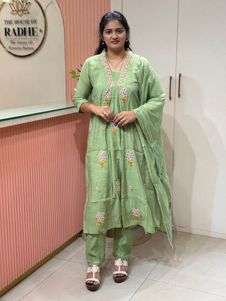 Pure Mul Chanderi handwork collection A Line Pattern | R229