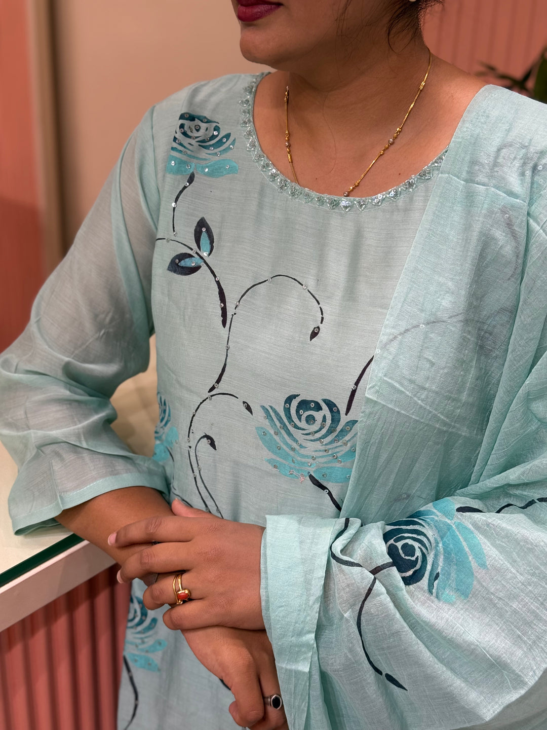 Premium Mul Chanderi Collection with Floral Work | R217
