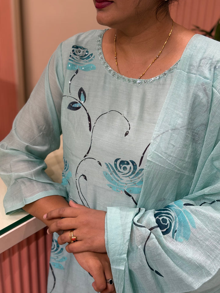Premium Mul Chanderi Collection with Floral Work | R217