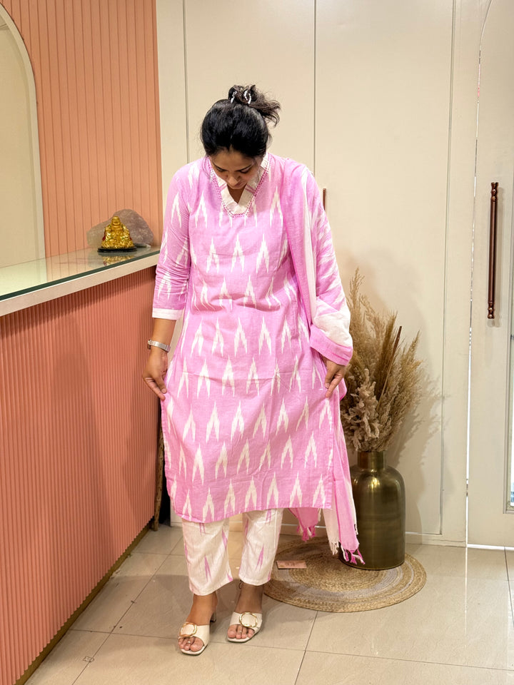 Ikkat Cotton Collection With Full Length Dupatta | R200