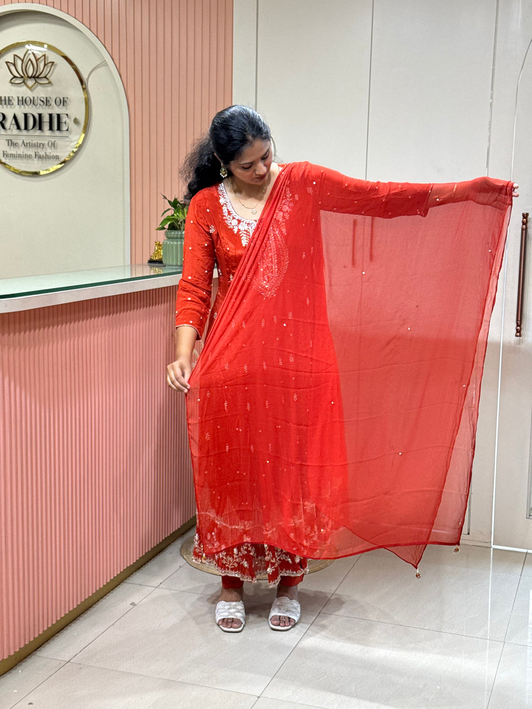 Pure Chinon Handwork Collection Party Wear | R177